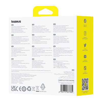 Baseus Bluetooth fülhallgató TWS Bowie E12 fekete