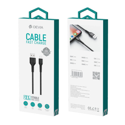 Devia kábel Gracious EC412 USB - Lightning 2,0 m 2,1A fekete
