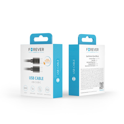 Forever kábel USB-C - USB-C 1,0 m 60W fekete