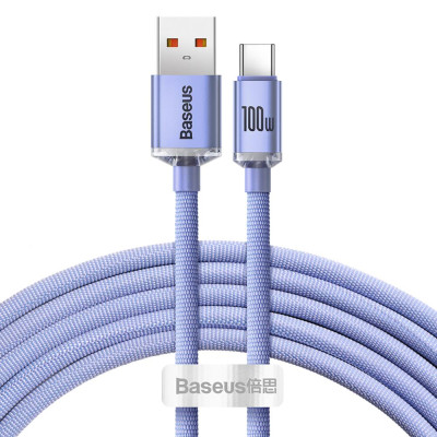Baseus kábel Crystal Shine USB - USB-C 2,0 m 100W lila