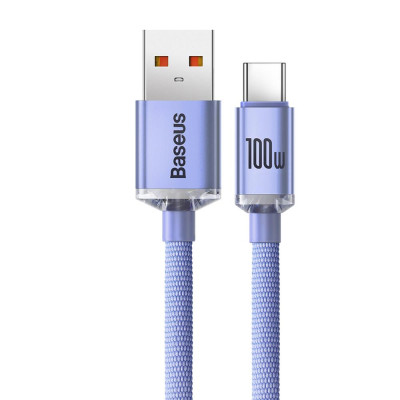 Baseus kábel Crystal Shine USB - USB-C 2,0 m 100W lila