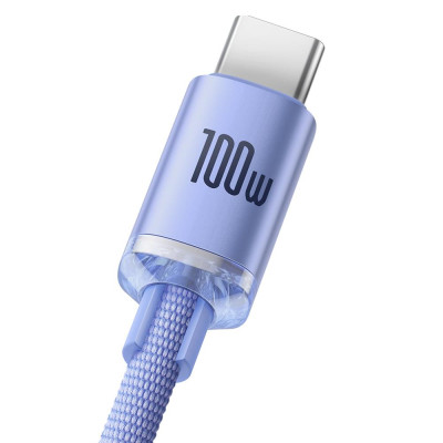 Baseus kábel Crystal Shine USB - USB-C 2,0 m 100W lila