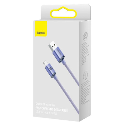 Baseus kábel Crystal Shine USB - USB-C 2,0 m 100W lila