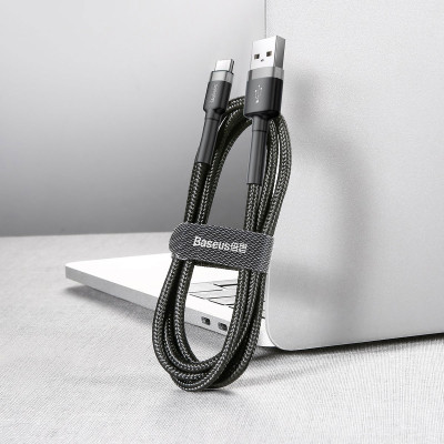 Baseus kábel Cafule USB - USB-C 1,0 m 3A szürke-fekete