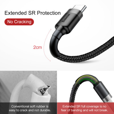 Baseus kábel Cafule USB - USB-C 1,0 m 3A szürke-fekete