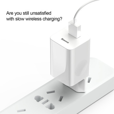 Baseus fali töltő QC 3.0 1x USB 3A fehér