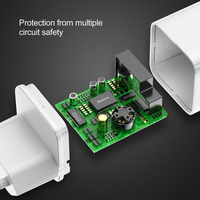 Baseus fali töltő QC 3.0 1x USB 3A fehér