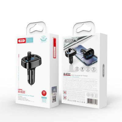 XO FM Transzmitter BCC02 Bluetooth MP3 autós töltő 15W fekete