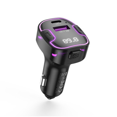 XO BCC12 autós töltő és FM transzmitter 1x USB-A és 1x USB-C csatlakozóval 3.1A (fekete)