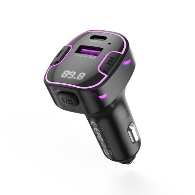 XO BCC12 autós töltő és FM transzmitter 1x USB-A és 1x USB-C csatlakozóval 3.1A (fekete)
