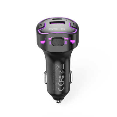 XO BCC12 autós töltő és FM transzmitter 1x USB-A és 1x USB-C csatlakozóval 3.1A (fekete)