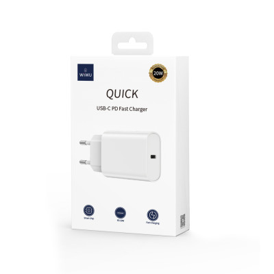 WIWU fali töltő Wi-U001 PD 20W 1x USB-C fehér