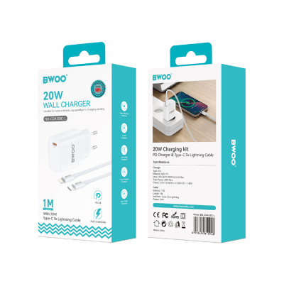 BWOO 20W fali töltő CDA159 kábel USB-C - Lightning