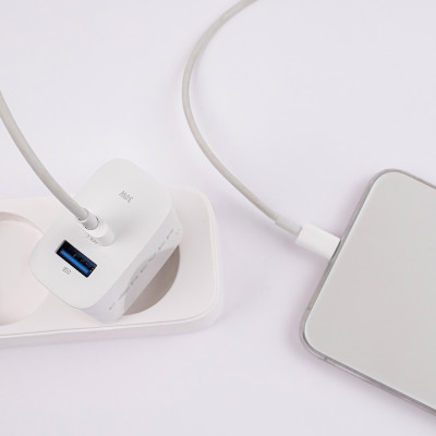 Forever TC-07-30AC PD QC töltő 1x USB-C 1x USB 30W fehér