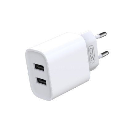 XO fali töltő CE02C 2x USB 2,1A fehér + USB-C kábel