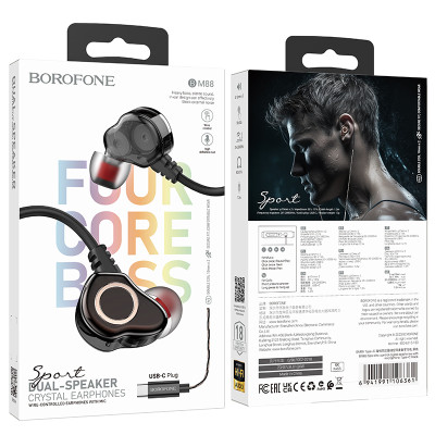Borofone fülhallgató BM88 Sea mikrofonnal Type C fekete