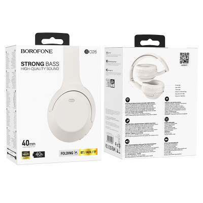 Borofone fejhallgató BO26 Delightful Bluetooth fehér
