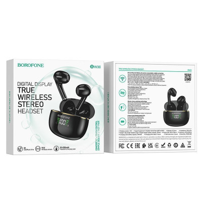 Borofone TWS Bluetooth fülhallgató BW30 Cheerful fekete
