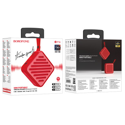 Borofone hordozható Bluetooth hangszóró BP16 Freedom piros