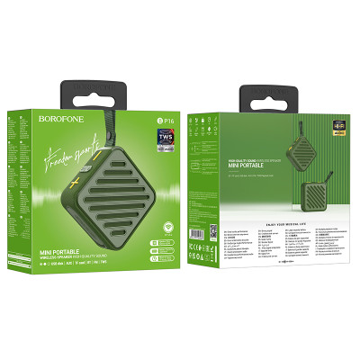 Borofone hordozható Bluetooth hangszóró BP16 Freedom zöld