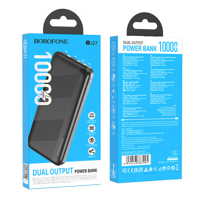 Borofone power bank 10000mAh BJ27 Pindar - 2xUSB - fekete