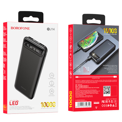 Borofone power bank 10000mAh BJ14 Freeway - 2xUSB - fekete