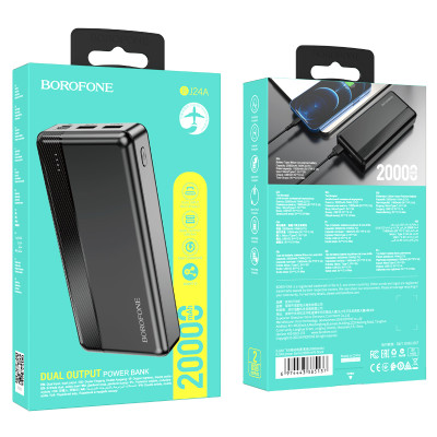 Borofone power bank 20000mAh BJ24A - 2xUSB - fekete