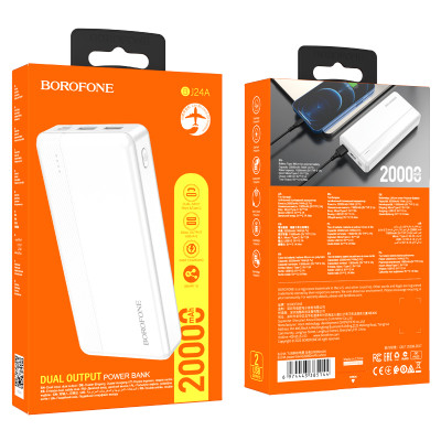 Borofone power bank 20000mAh BJ24A - 2xUSB - fehér