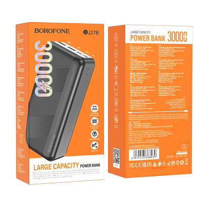 Borofone power bank 30000mAh BJ27B Pindar - 2xUSB - fekete
