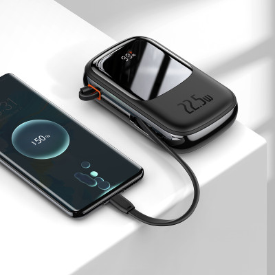 Baseus power bank 20000mAh Qpow Pro - USB + Type C - PD 22,5W Type C kábellel (PPQD060301) fekete