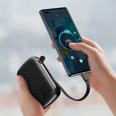 Baseus power bank 20000mAh Qpow Pro - USB + Type C - PD 22,5W Type C kábellel (PPQD060301) fekete