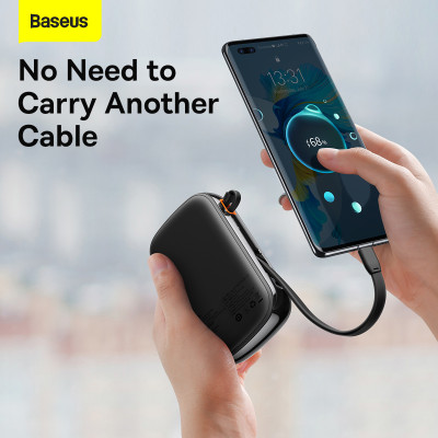 Baseus power bank 20000mAh Qpow Pro - USB + Type C - PD 22,5W Type C kábellel (PPQD060301) fekete