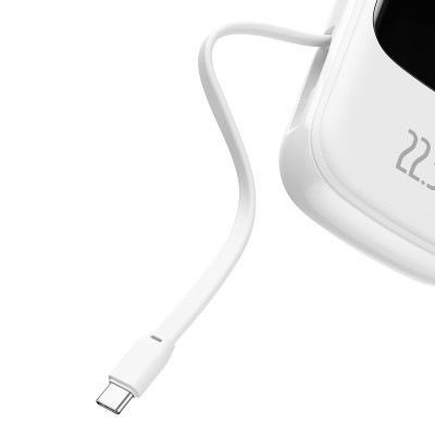 Baseus power bank 20000mAh Qpow Pro - USB + Type C - PD 22,5W Type C kábellel (PPQD060302) fehér