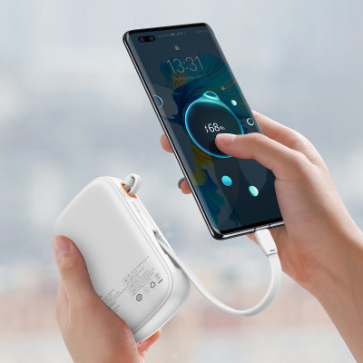 Baseus power bank 20000mAh Qpow Pro - USB + Type C - PD 22,5W Type C kábellel (PPQD060302) fehér