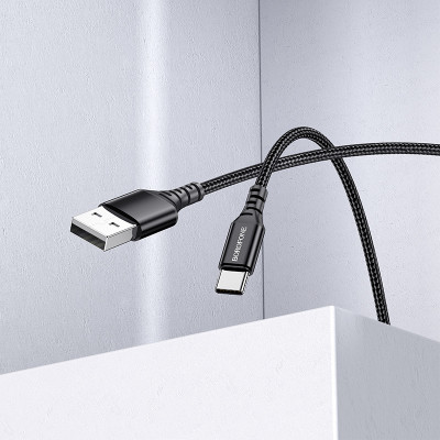 Borofone kábel BX54 Ultra Bright - USB - Type C - 3A 1 méter fekete