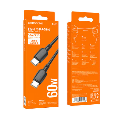 Borofone kábel BX93 Super Power - Type C - Type C - 60W 3A 1 méter fekete