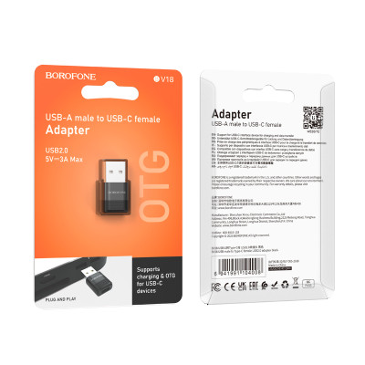 Borofone adapter BV18 - USB - Type C - fekete