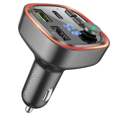 Borofone FM Transzmitter BC48 Broad MP3, Bluetooth - 2xUSB + Type C - QC 3.0 18W fekete