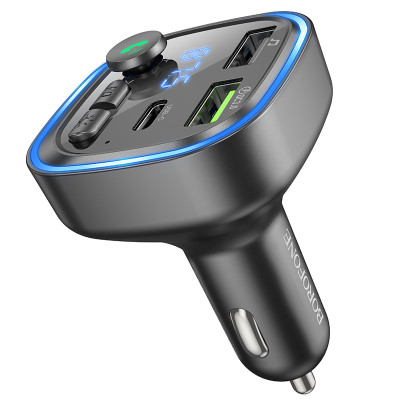 Borofone FM Transzmitter BC48 Broad MP3, Bluetooth - 2xUSB + Type C - QC 3.0 18W fekete