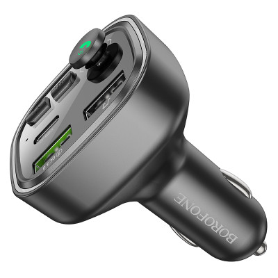 Borofone FM Transzmitter BC48 Broad MP3, Bluetooth - 2xUSB + Type C - QC 3.0 18W fekete