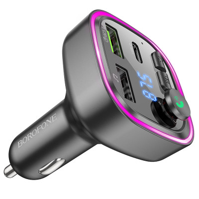 Borofone FM Transzmitter BC48 Broad MP3, Bluetooth - 2xUSB + Type C - QC 3.0 18W fekete