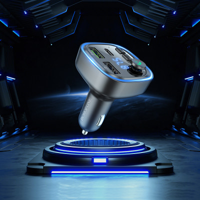 Borofone FM Transzmitter BC48 Broad MP3, Bluetooth - 2xUSB + Type C - QC 3.0 18W fekete