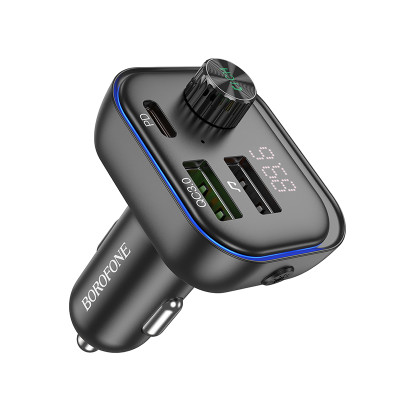Borofone FM Transzmitter BC54 Acertar MP3, Bluetooth - 2xUSB + Type C - QC 3.0 PD 30W fekete