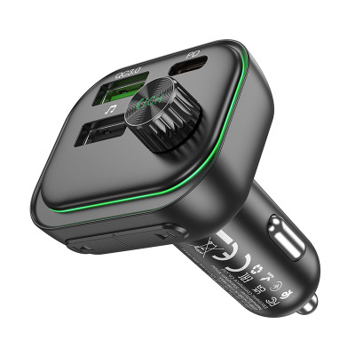 Borofone FM Transzmitter BC54 Acertar MP3, Bluetooth - 2xUSB + Type C - QC 3.0 PD 30W fekete
