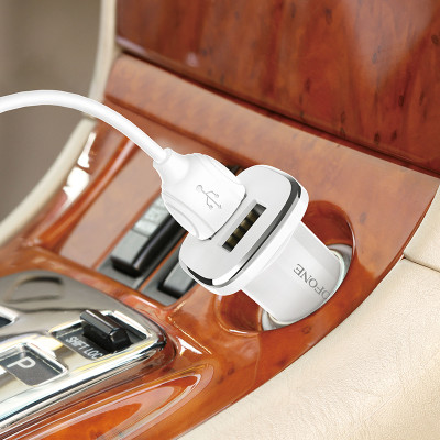 Borofone autós töltő BZ12 Lasting Power - 2xUSB - 2,4A fehér