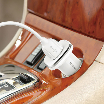 Borofone autós töltő BZ12A Lasting Power - USB - QC 3.0 18W 3A fehér