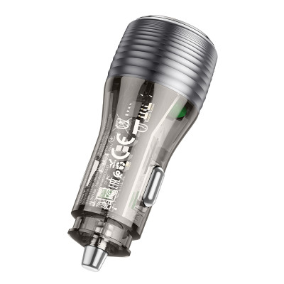 Borofone autós töltő BZ30 Absolute - USB + Type C - QC 3.0 PD 30W 3A átlátszó-fekete