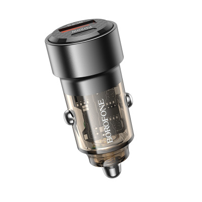 Borofone autós töltő BZ20 Smart - USB + Type C - QC 3.0 PD 38W fekete