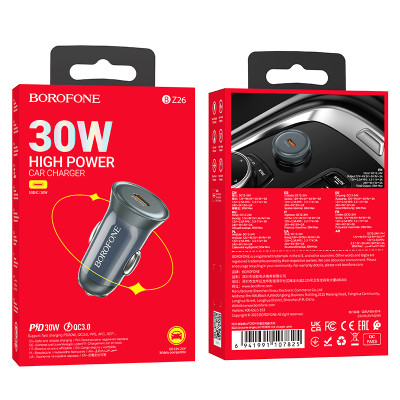 Borofone autós töltő BZ26 Searcher - Type C - PD 30W 3A szürke