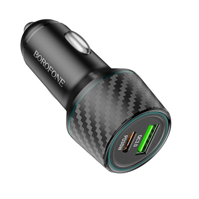 Borofone autós töltő BZ21 Brilliant - USB + Type C - QC 3.0 PD 48W fekete